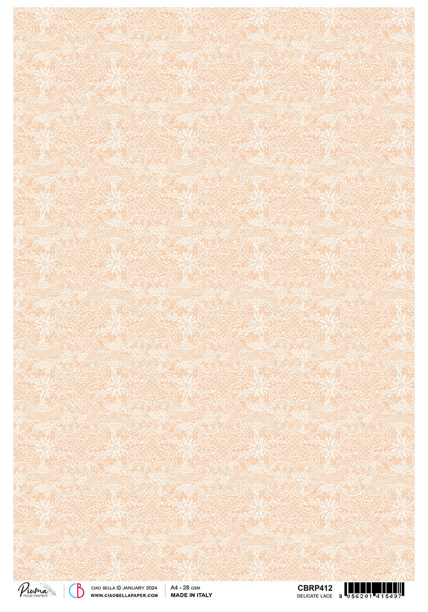 Papier de riz A4 Piuma Dentelle Délicate - 5 feuilles