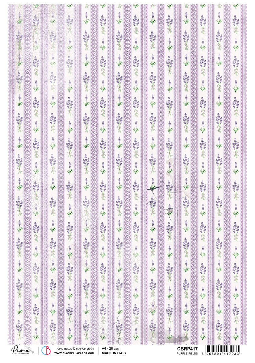 Papier de Riz A4 Piuma Champs Violets - 5 Feuilles