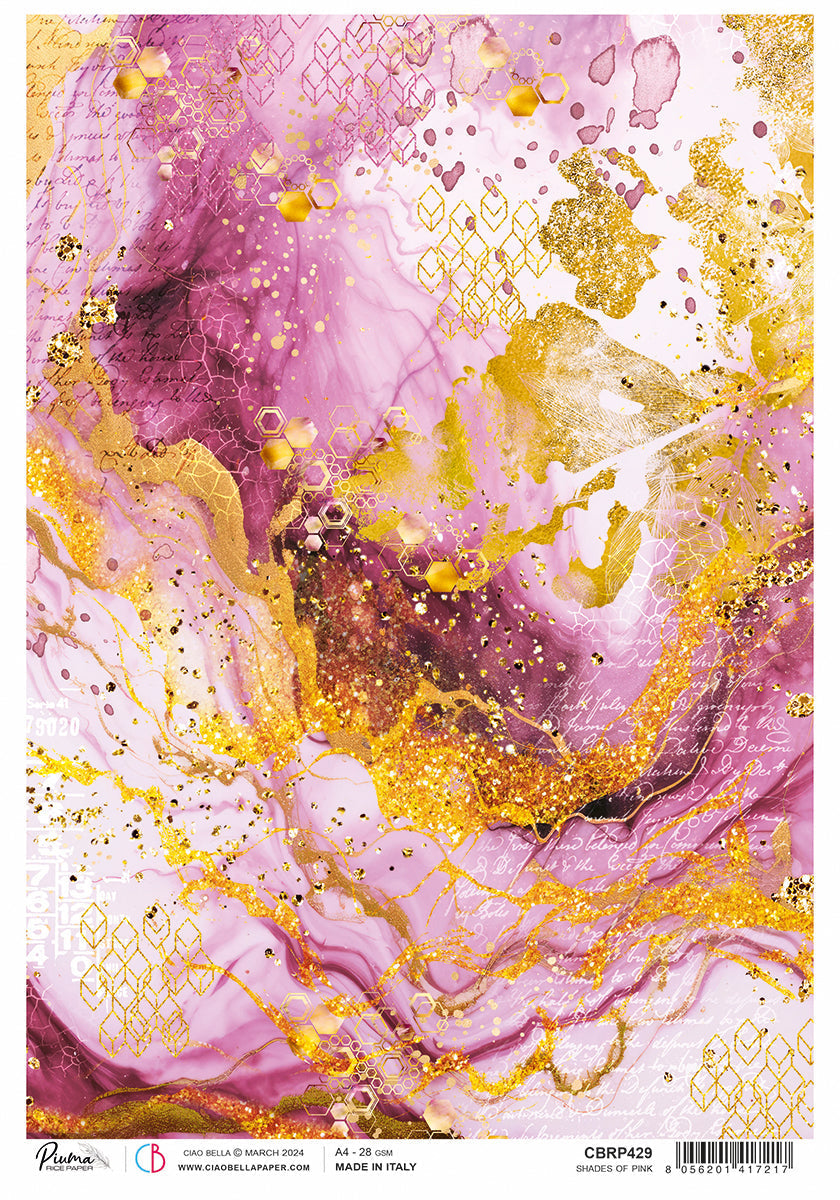 Rice Paper A4 Piuma Shades Of Pink - 5 Sheets — Ecstasy Crafts