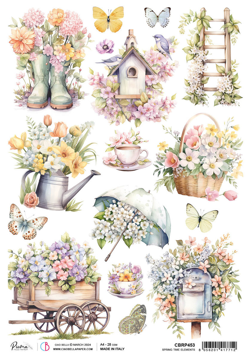 Rice Paper A4 Spring Time Elements - 5 Sheets — Ecstasy Crafts