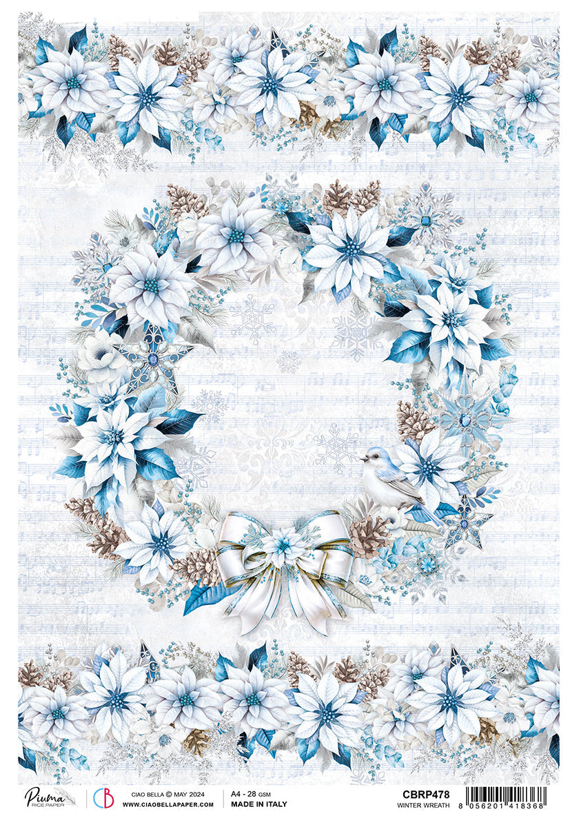 Rice Paper A4 Winter Wreath - 5 Sheets — Ecstasy Crafts