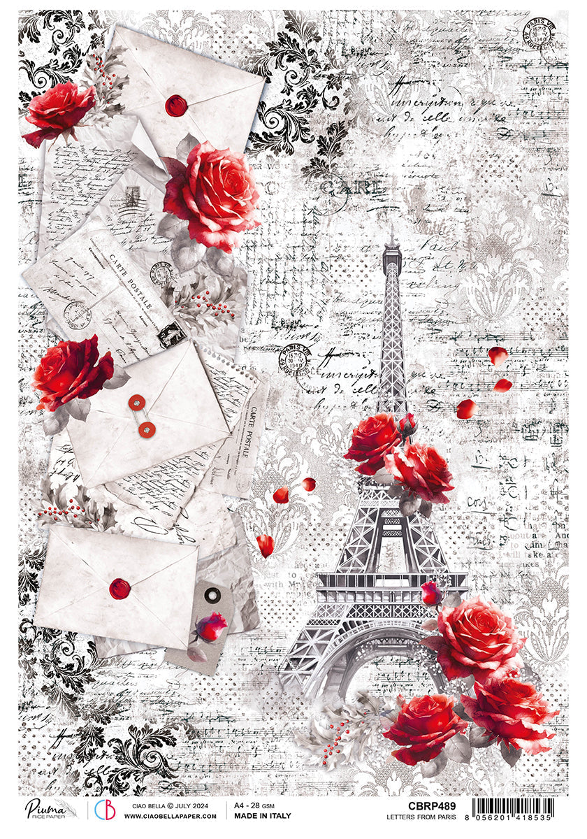 Rice Paper A4 Letters From Paris - 5 Sheets — Ecstasy Crafts
