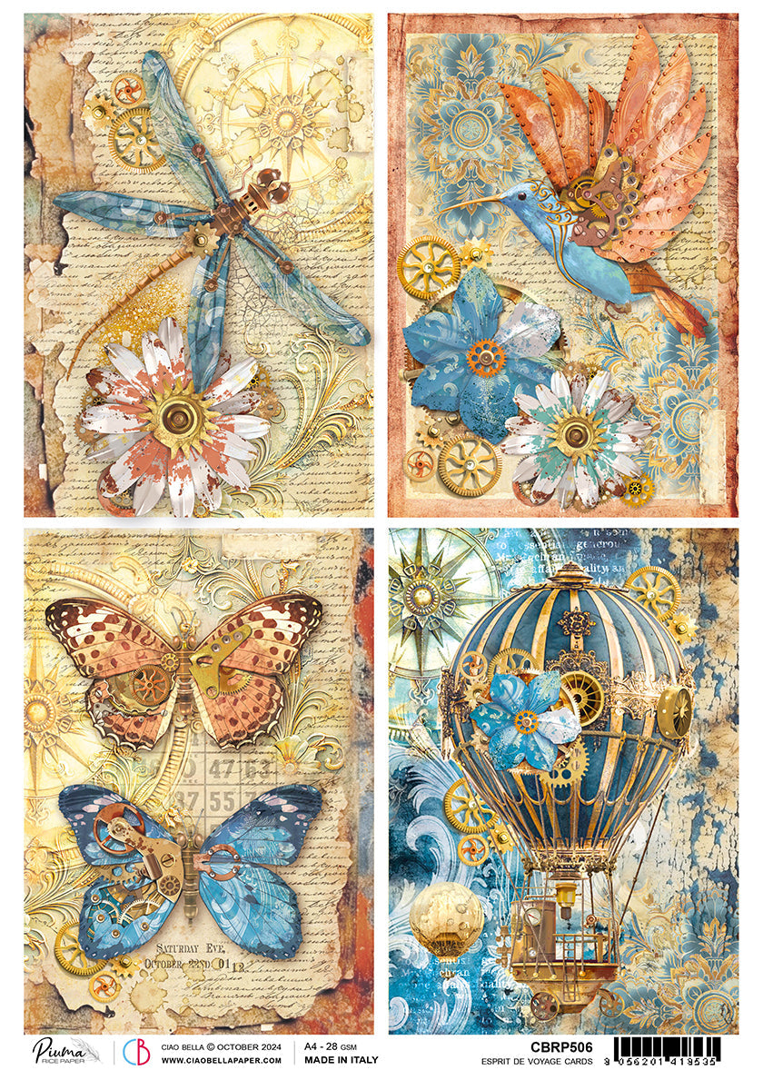 Rice Paper A4 Esprit de Voyage Cards — Ecstasy Crafts