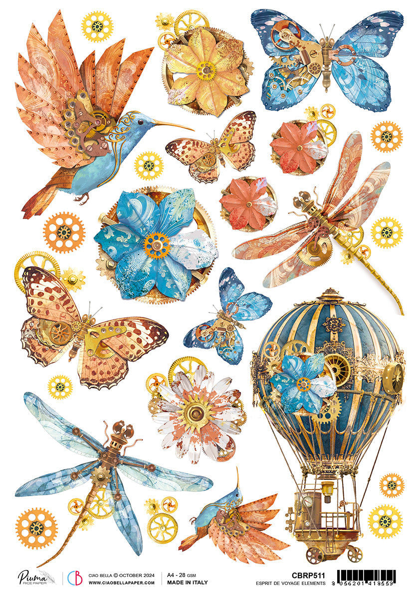 Rice Paper A4 Esprit de Voyage Elements — Ecstasy Crafts