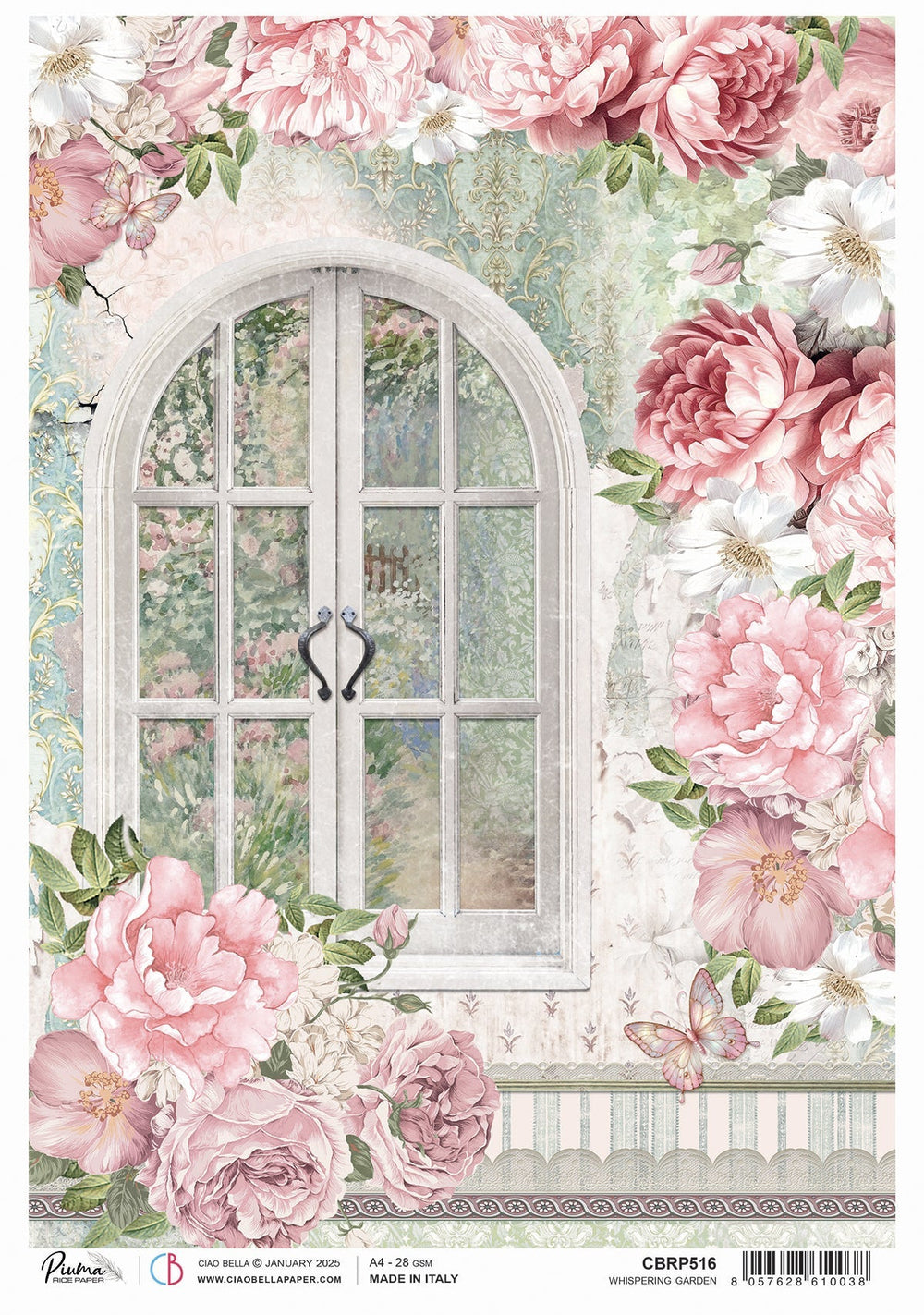 Papier de riz A4 Whispering Garden - 5 feuilles