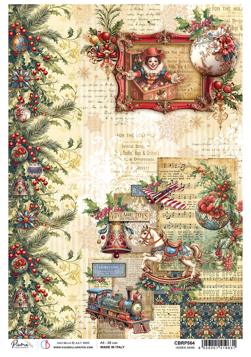 Papier de riz A4 Trésors cachés - 5 feuilles