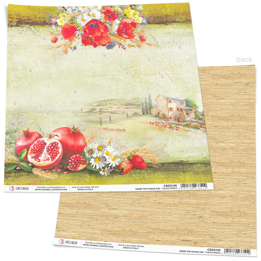 Ciao Bella Tuscan Dream Paper Sheet 12"x12" 1 Sheet — Ecstasy Crafts