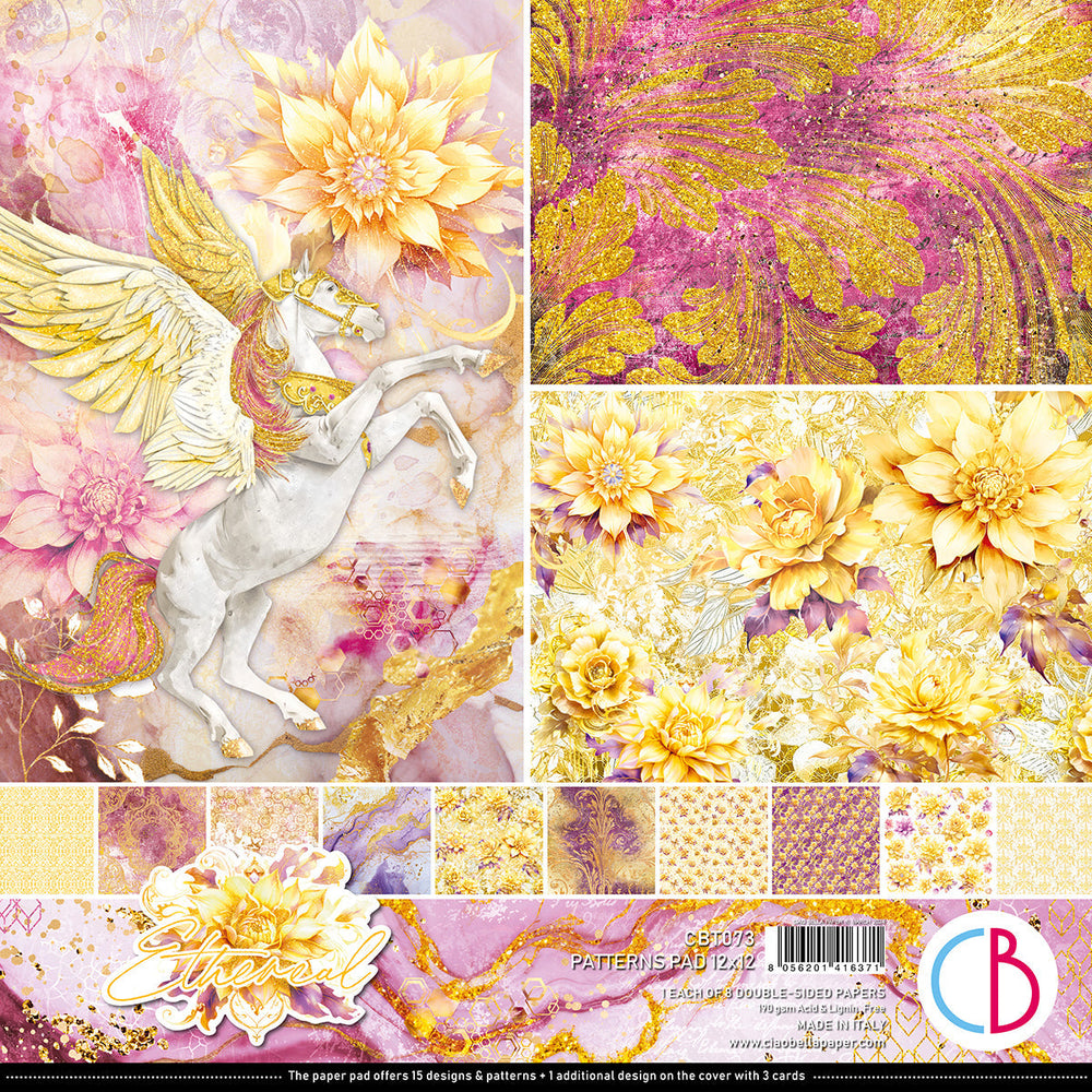 Bloc de papiers « Motifs éthérés » 30x30 cm 8 feuilles/paquet