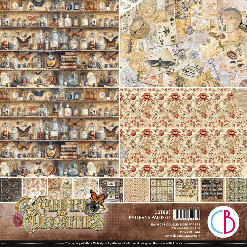 Cabinet Of Curiosities Patterns Pad 12"x12" 8/Pkg — Ecstasy Crafts