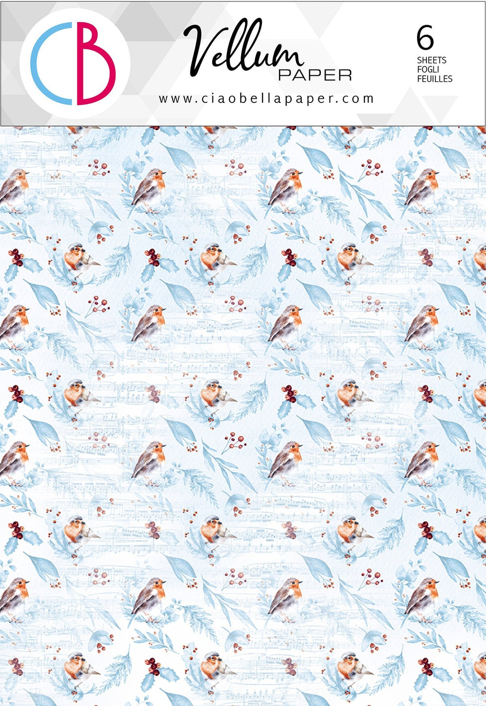 Bloc de papiers Ciao Bella Vellum Winter Journey A4 6 feuilles