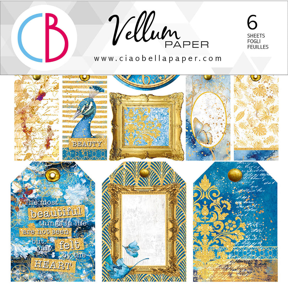 Ciao Bella Vellum Indigo Fussy Cut 6"x6" 6/Pkg
