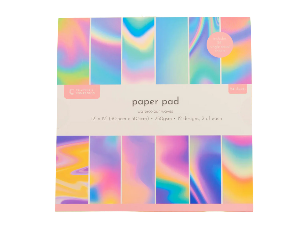 Bloc de papier 30,5 x 30,5 cm Crafter's Companion - Vagues aquarelles