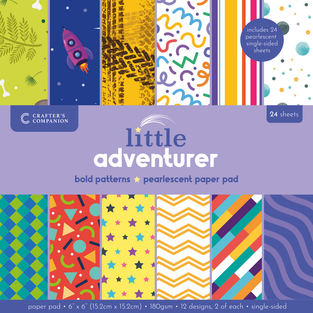 Crafters Companion Bloc de papiers 15 x 15 cm - Motifs audacieux