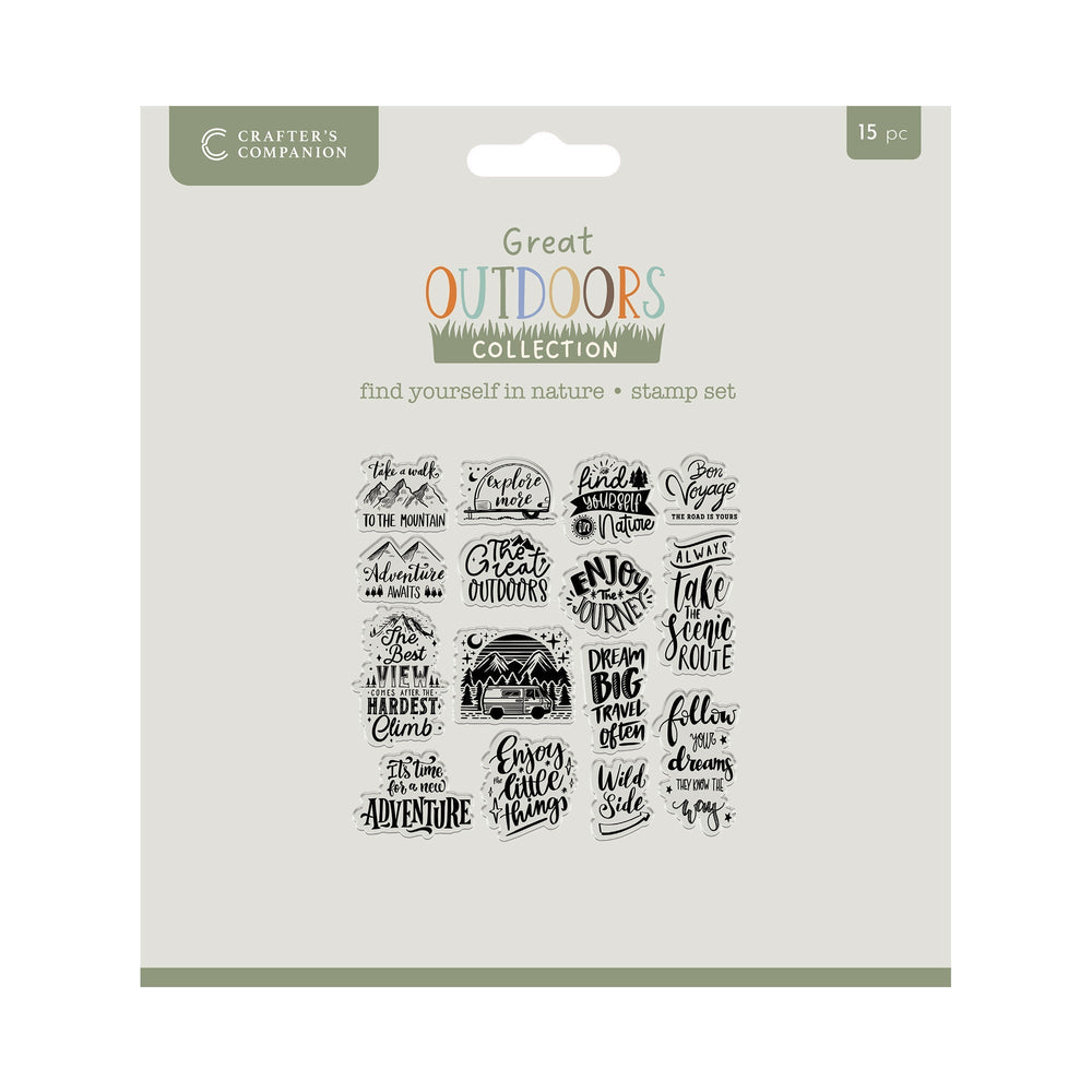 Crafters Companion The Great Outdoors Jeu de tampons acryliques transparents - Trouvez votre place dans la nature