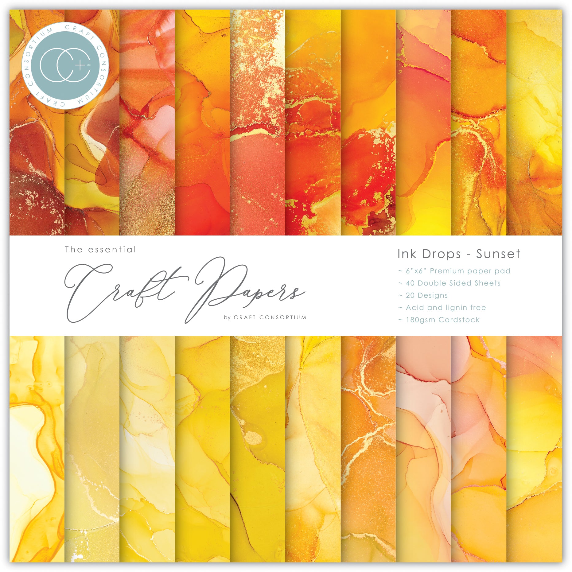 Craft Consortium Ink Drops - Sunset 6x6 Premium Paper Pad – Ocanova Inc.