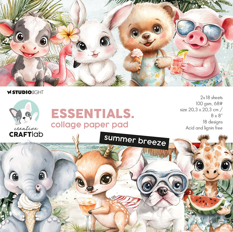 Bloc de papier de collage CCL Summer Breeze Essentials 36 feuilles