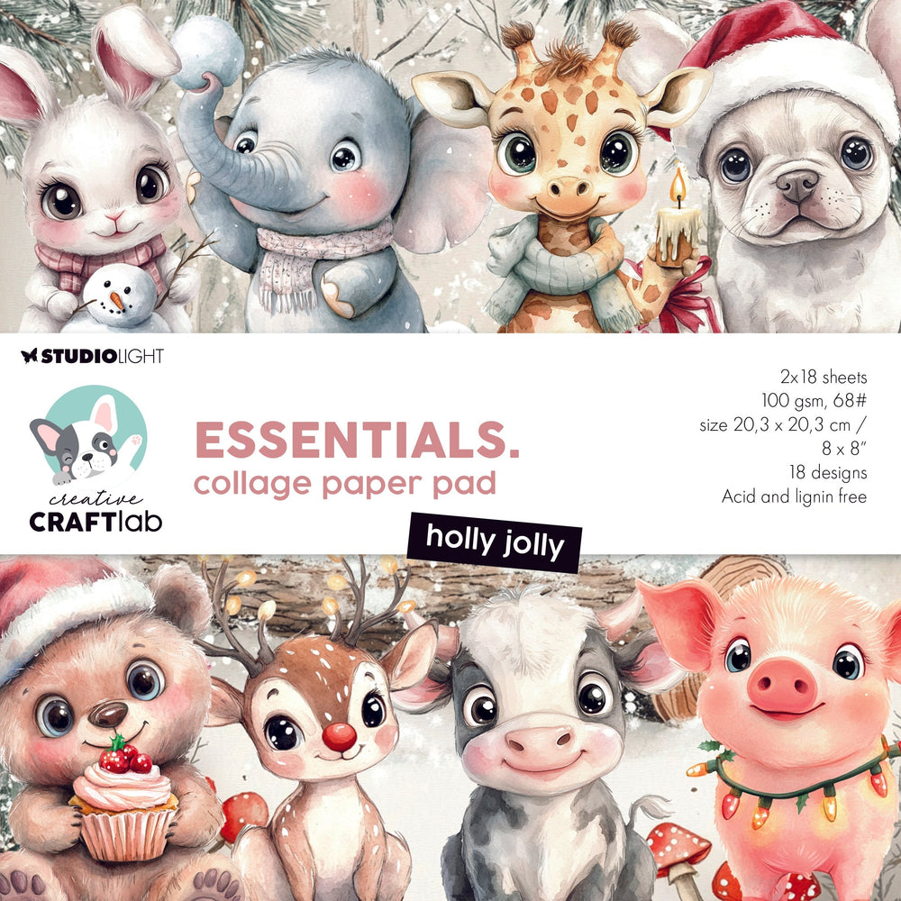 Bloc de papier pour collage CCL Holly Jolly Essentials 36 feuilles