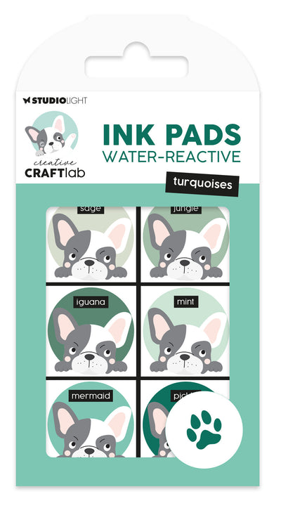 Tampons encreurs CCL réactifs à l'eau, collection Turquoise Essentiels, 6 pièces