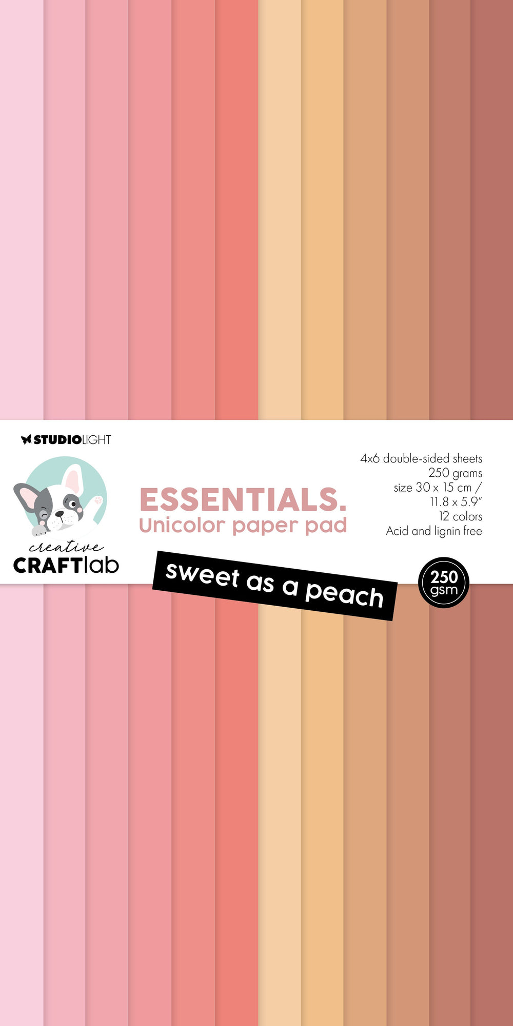CCL Bloc de papier unicolore Sweet As A Peach Essentials 24 feuilles