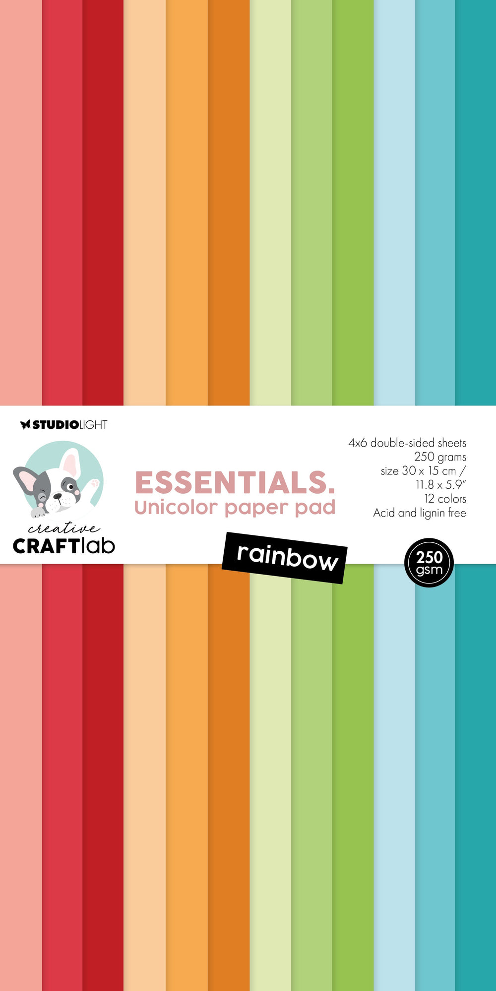 Bloc de papier Unicolor CCL Rainbow Essentials 24 feuilles