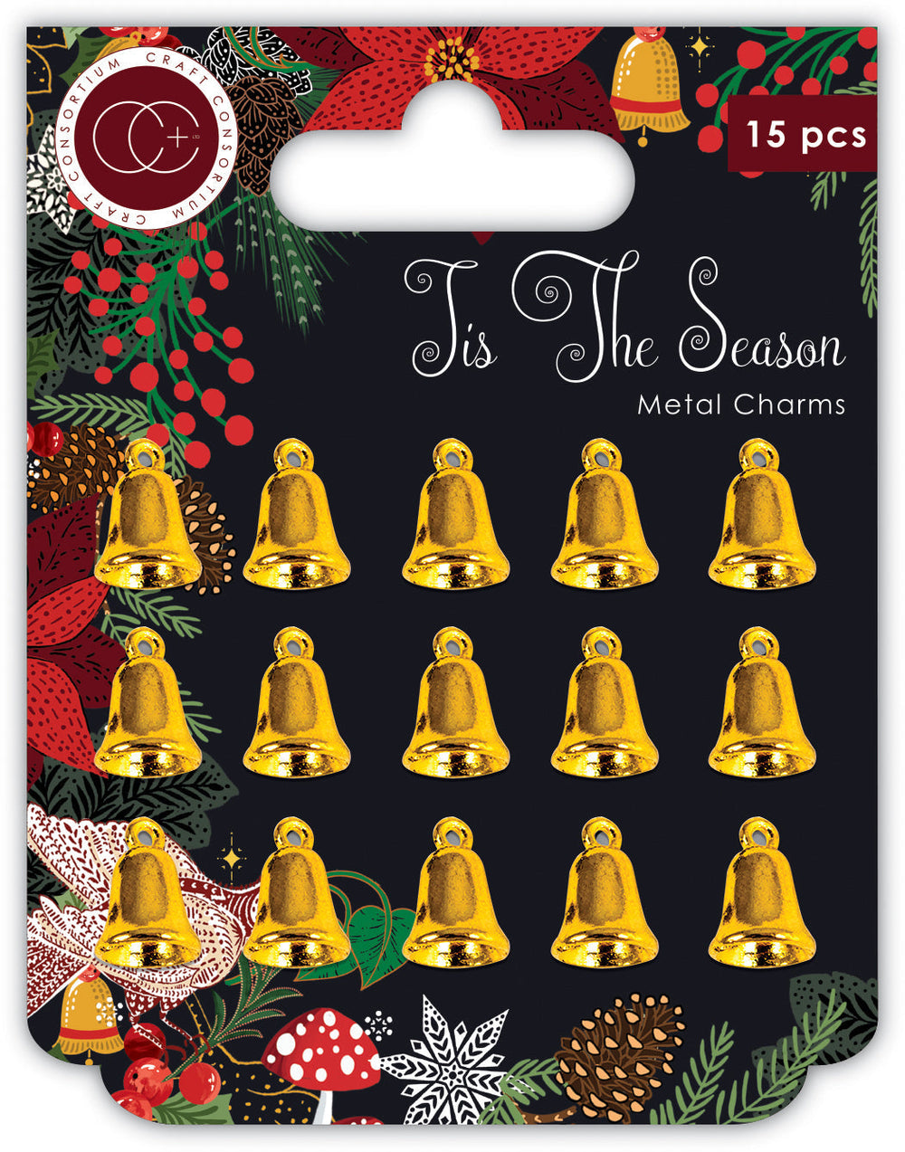 Craft Consortium Tis the Season - Metal Charms - Gold Bells — Ecstasy Crafts
