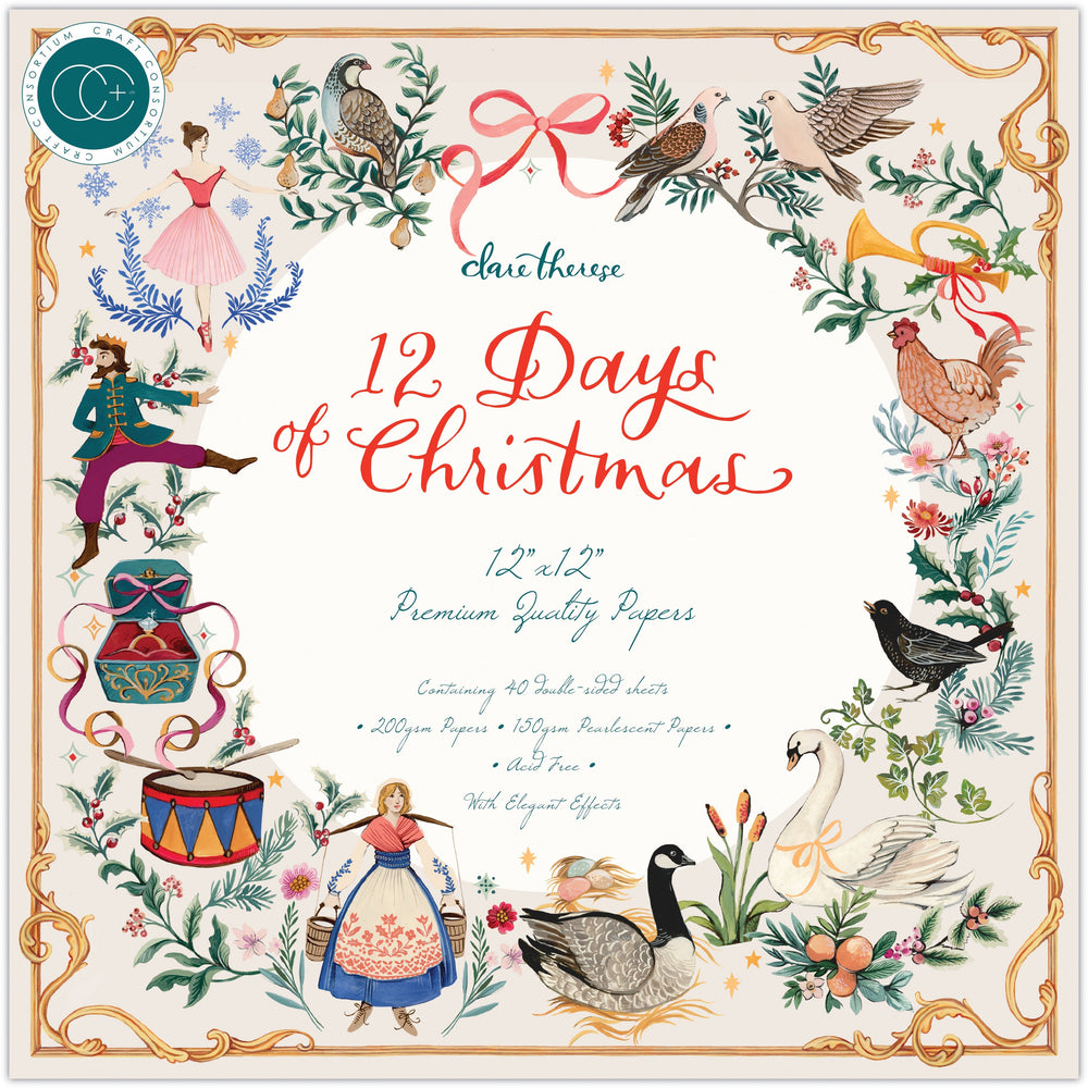Craft Consortium 12 Days Of Christmas - Bloc de papier 30x30cm