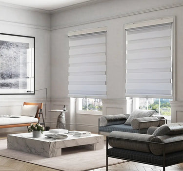 ITY CDNW-1 22 Olivia Stone Cordless Polyester Zebra Day-Night Blind 22"x84" in White