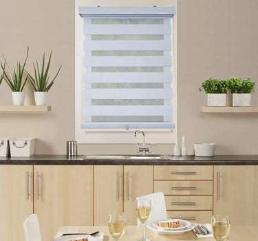 ITY CDNW-1 22 Olivia Stone Cordless Polyester Zebra Day-Night Blind 22"x84" in White
