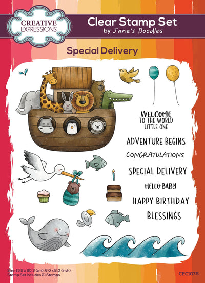Creative Expressions Jane's Doodles Special Delivery 6 in x 8 in Clear Stamp Set