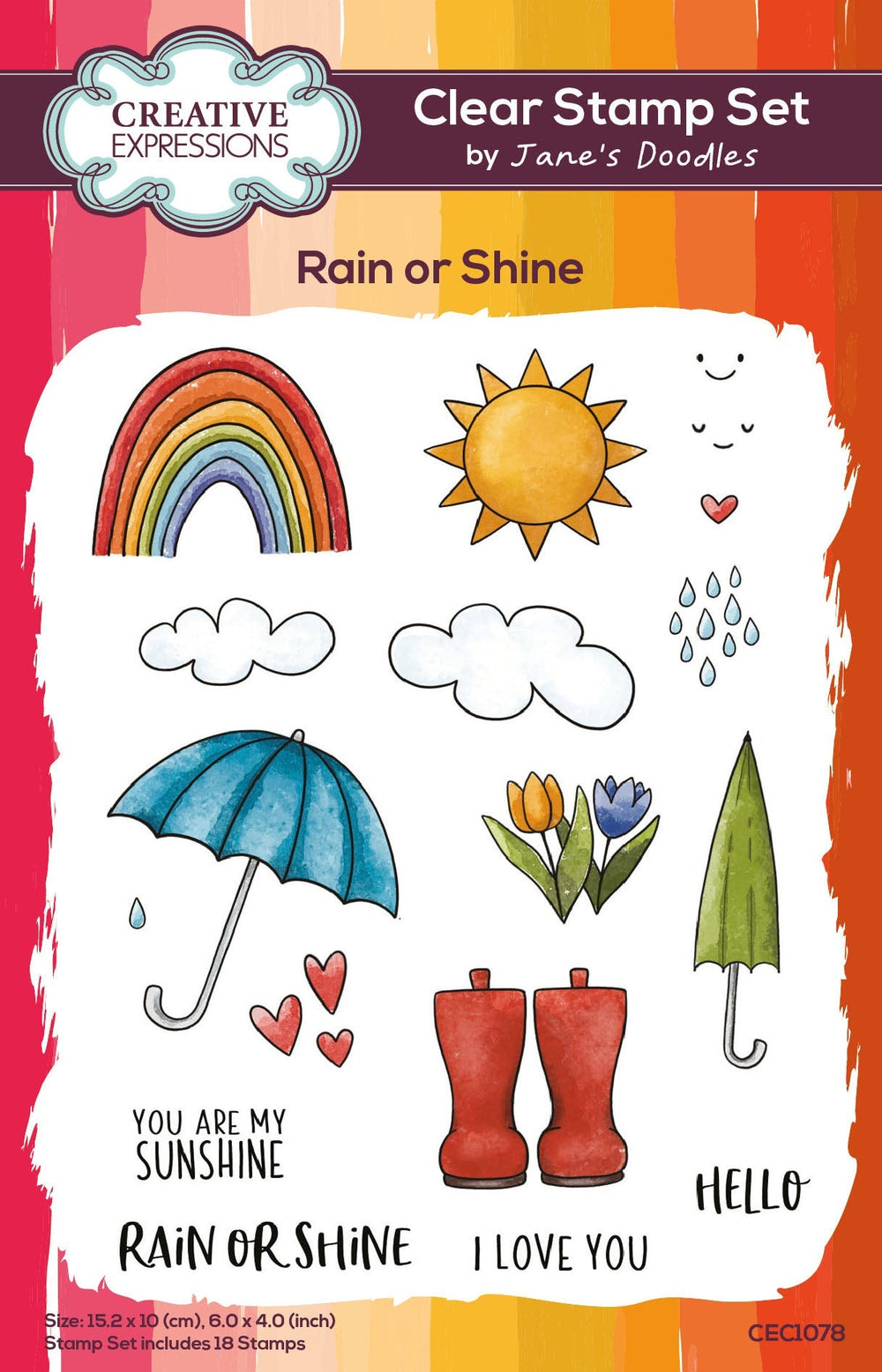 Creative Expressions Jane's Doodles Rain or Shine 4 in x 6 in Clear Stamp Set — Ecstasy Crafts