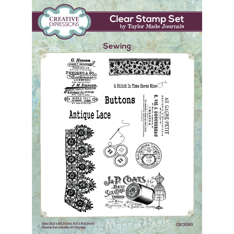 Creative Expressions Taylor Made Journals Couture 10,16 cm x 20,32 cm Jeu de tampons transparents