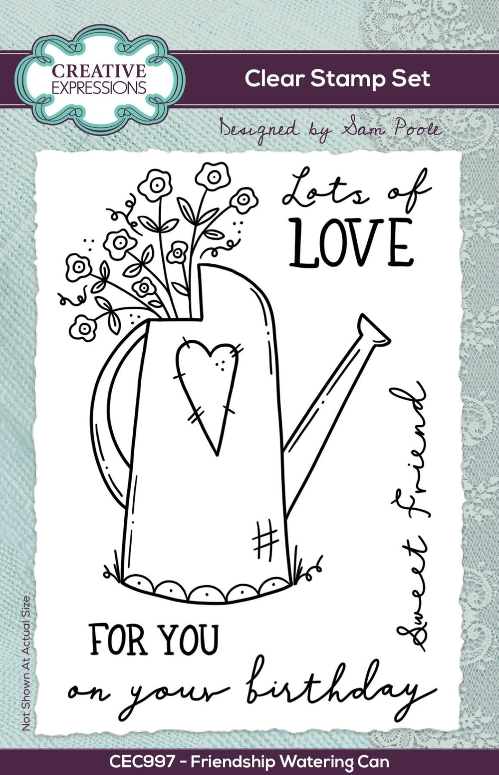 Creative Expressions Sam Poole Friendship Watering Can 6 in x 4 in Clear Stamp Set
