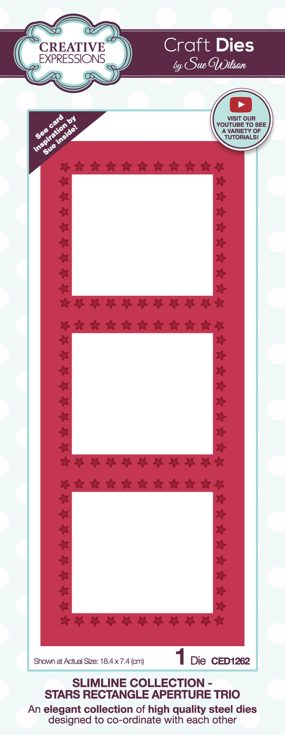 Creative Expressions Sue Wilson Slimline Stars Rectangle Aperture Trio Craft Die — Ecstasy Crafts