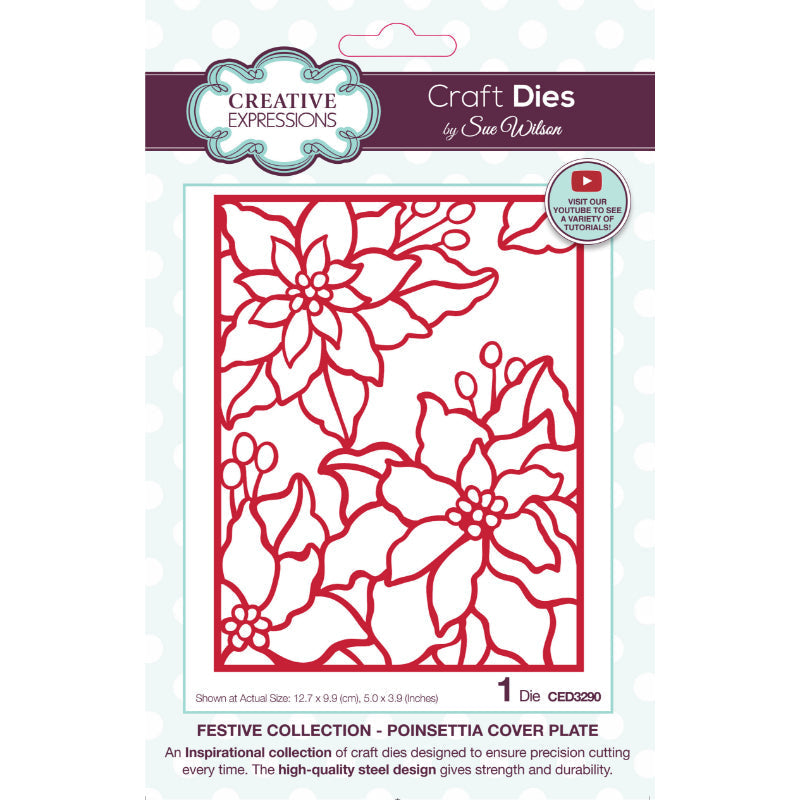 Creative Expressions Sue Wilson Plaque de coupe Festive Poinsettia Matrice de découpe