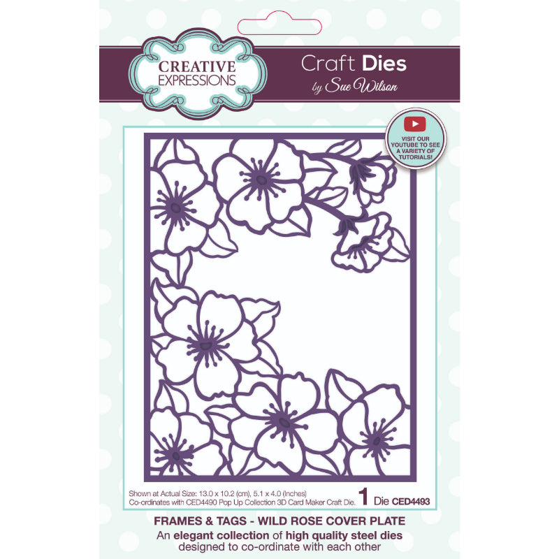 Creative Expressions Sue Wilson Frames & Tags Wild Rose Cover Plate Craft Die — Ecstasy Crafts