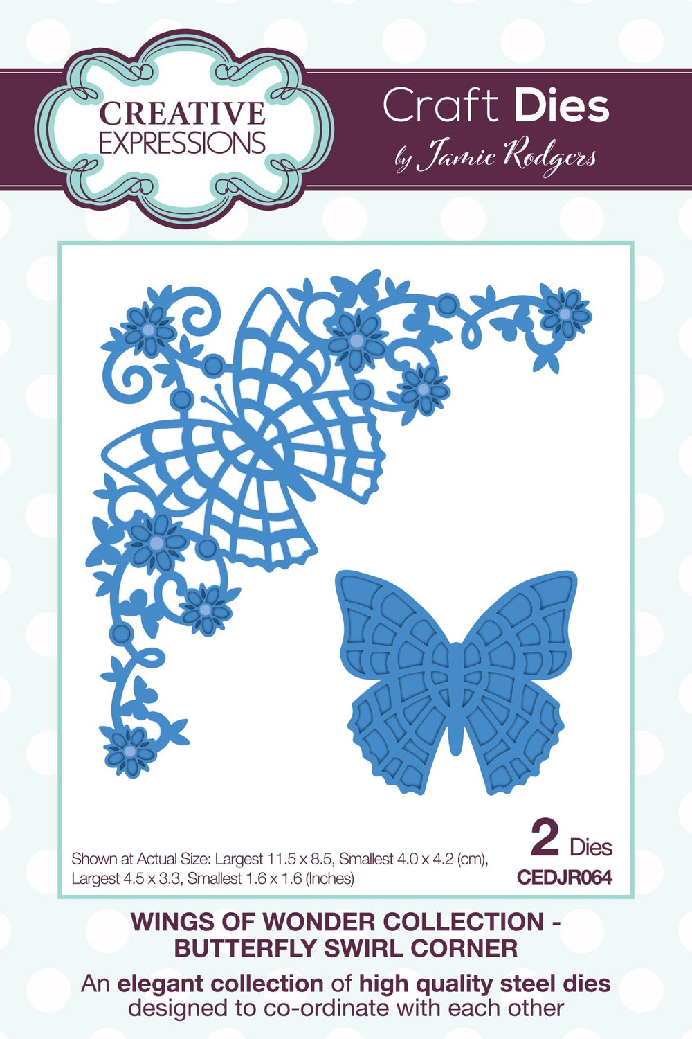 Matrice de découpe Creative Expressions Jamie Rodgers Butterfly Swirl Corner