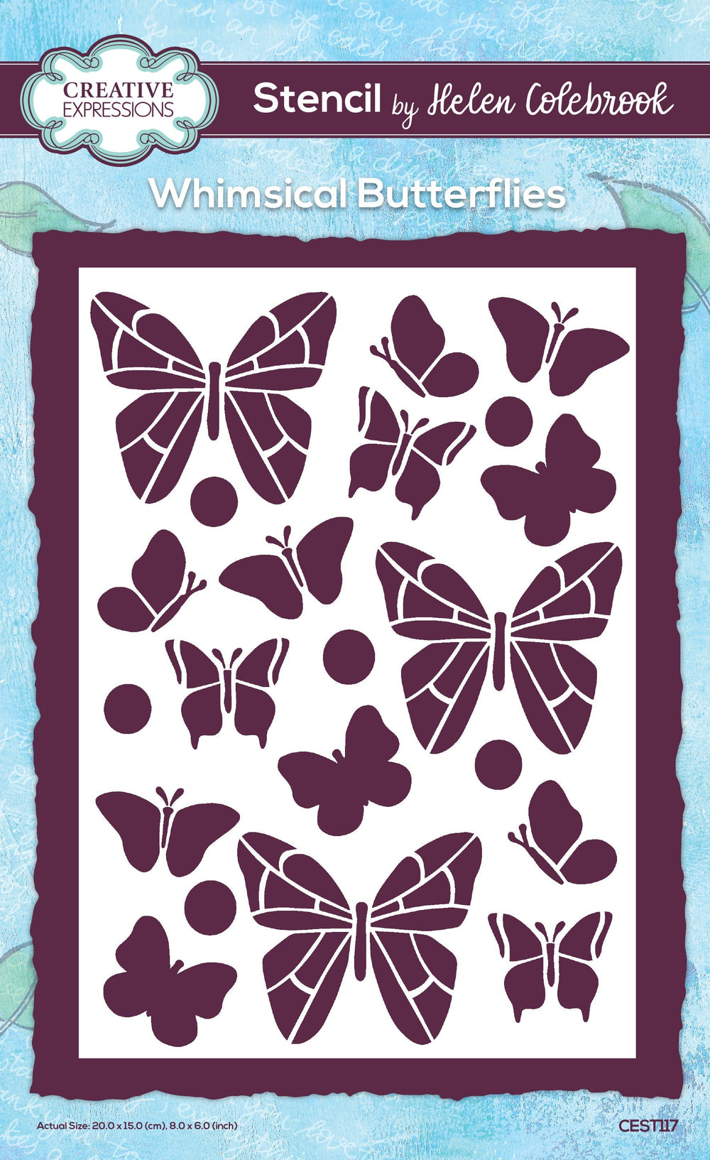 Creative Expressions Helen Colebrook Whimsical Butterflies 8 in x 6 in Stencil