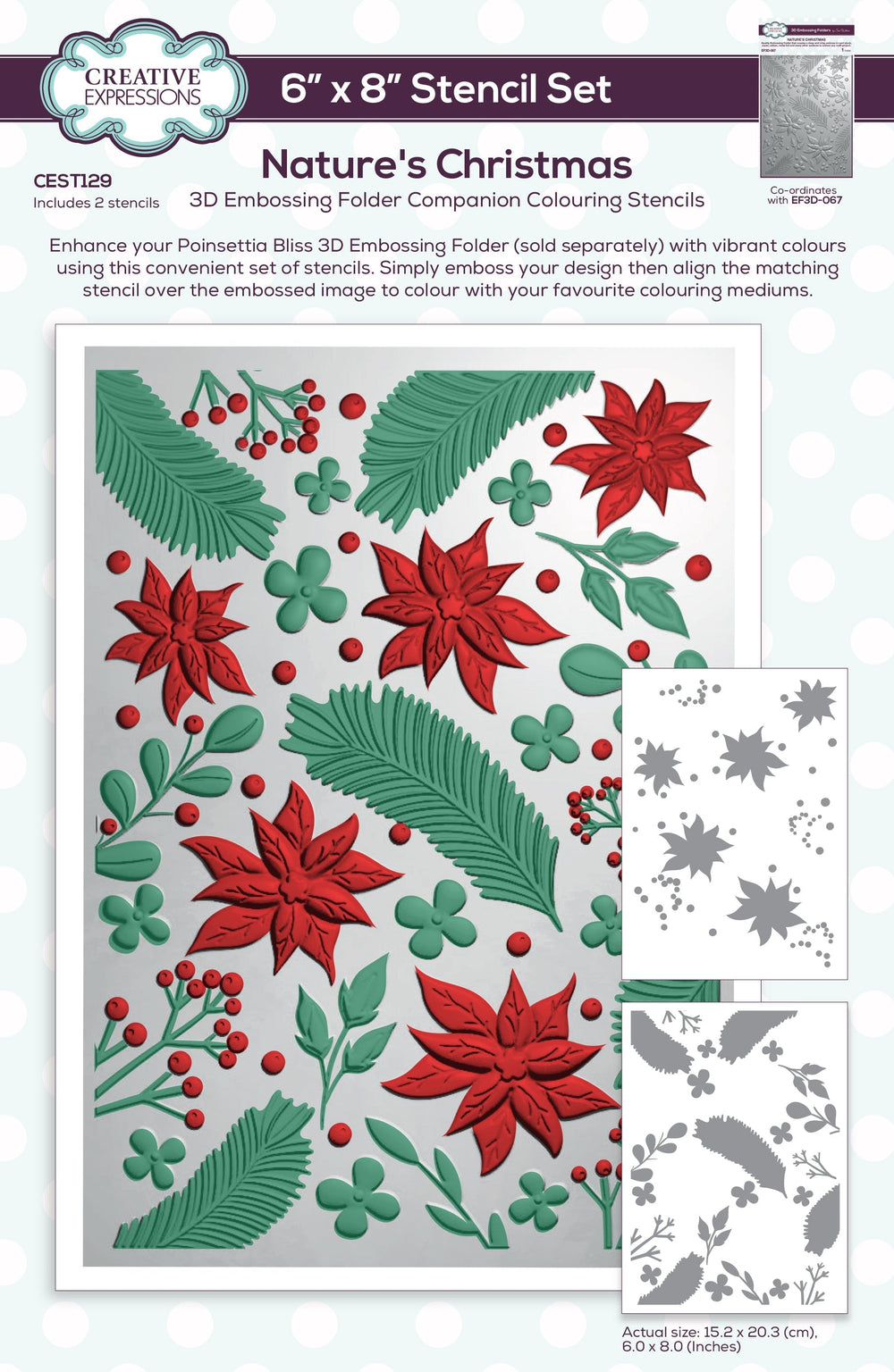 Pochoir de coloriage Creative Expressions Nature's Christmas Companion, lot de 2, 15,2 x 20,3 cm