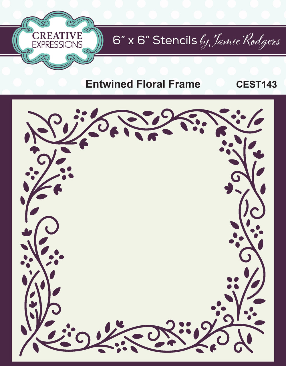 Creative Expressions Jamie Rodgers Pochoir Cadre Floral Entrelacé 15,2 cm x 15,2 cm