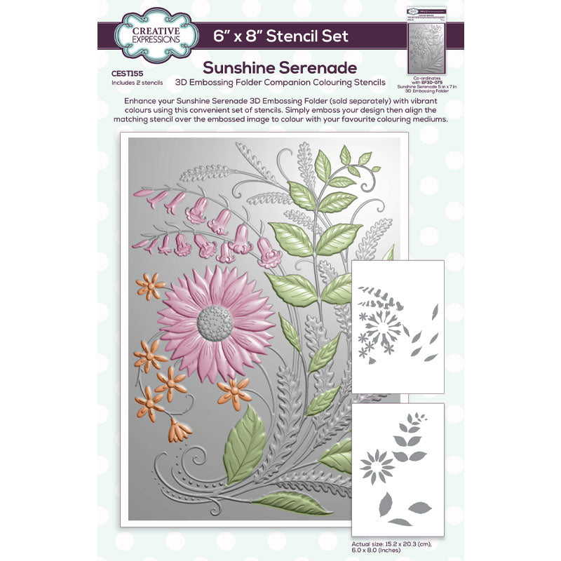 Pochoir de coloriage Creative Expressions Sunshine Serenade Compagnon 15,2 cm x 20,3 cm Lot de 2