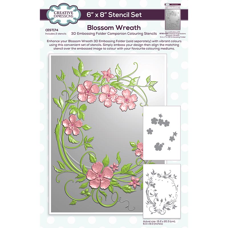 Creative Expressions Blossom Wreath – Pochoirs de coloriage (6 x 8 po), lot de 2