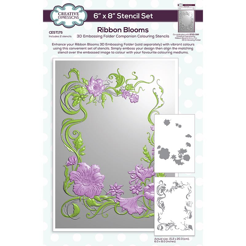 Creative Expressions Pochoirs de fleurs en ruban assortis 15,2 cm x 20,3 cm Ensemble de 2