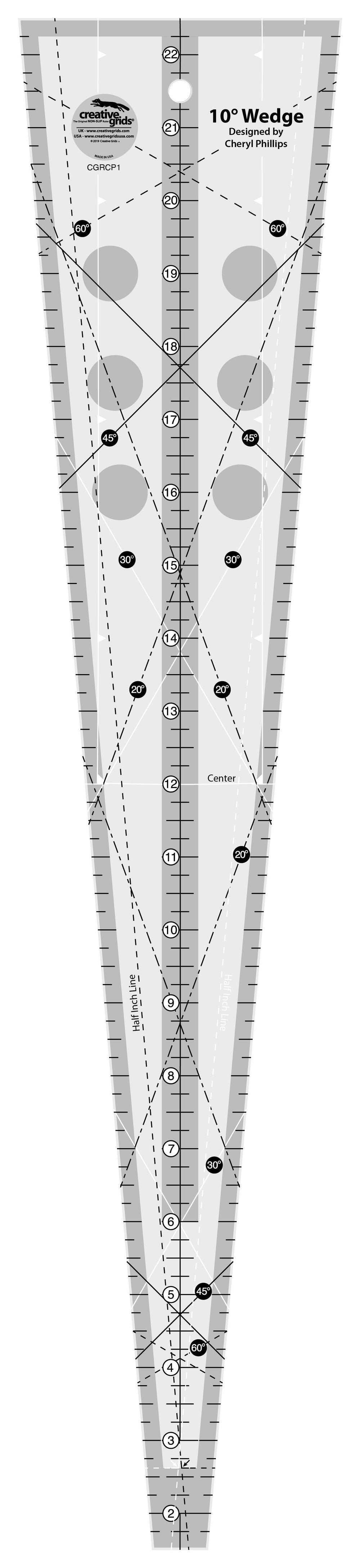 Creative Grids 10 Degree Wedge Ruler — Cottage Quilting Ltd.