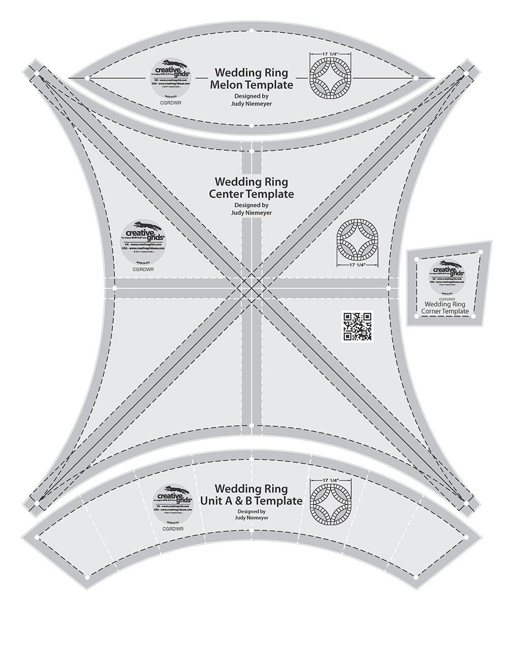 Creative Grids Double Wedding Ring Templates Quilt Ruler — Cottage Quilting Ltd.