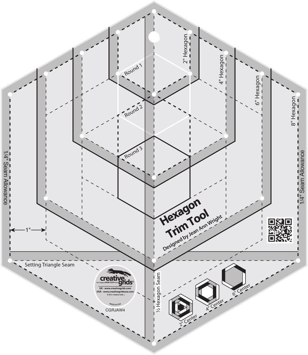 Creative Grids Hexagon Trim Tool Quilt Ruler — Cottage Quilting Ltd.