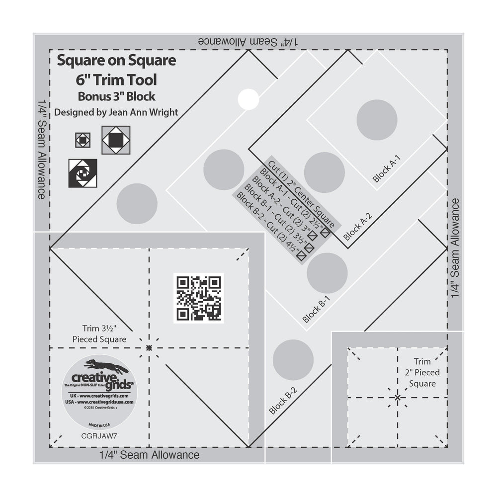Creative Grids Square on Square Trim Tool - 3in or 6in Finished — Cottage Quilting Ltd.