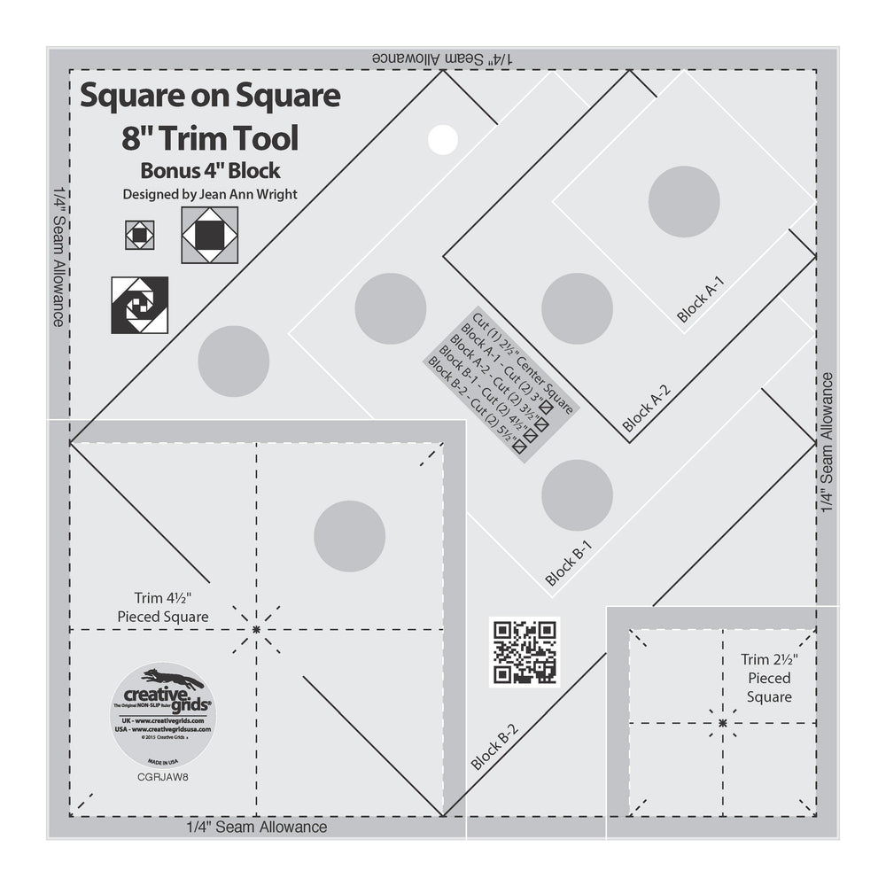 Creative Grids Square on Square Trim Tool - 4in or 8in Finished — Cottage Quilting Ltd.