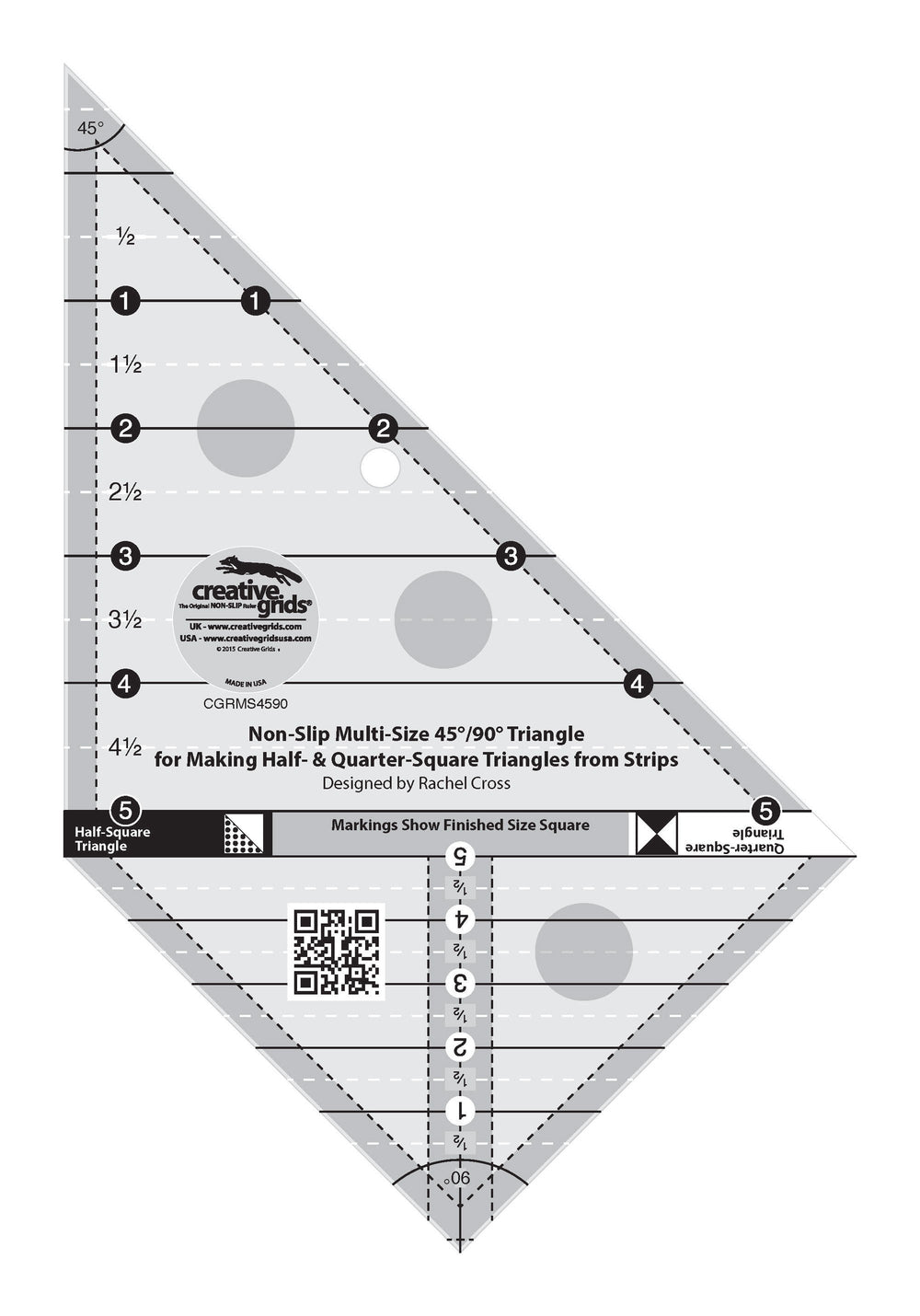 Creative Grids Multi Size Triangle 45 and 90 Degrees Quilt Ruler — Cottage Quilting Ltd.