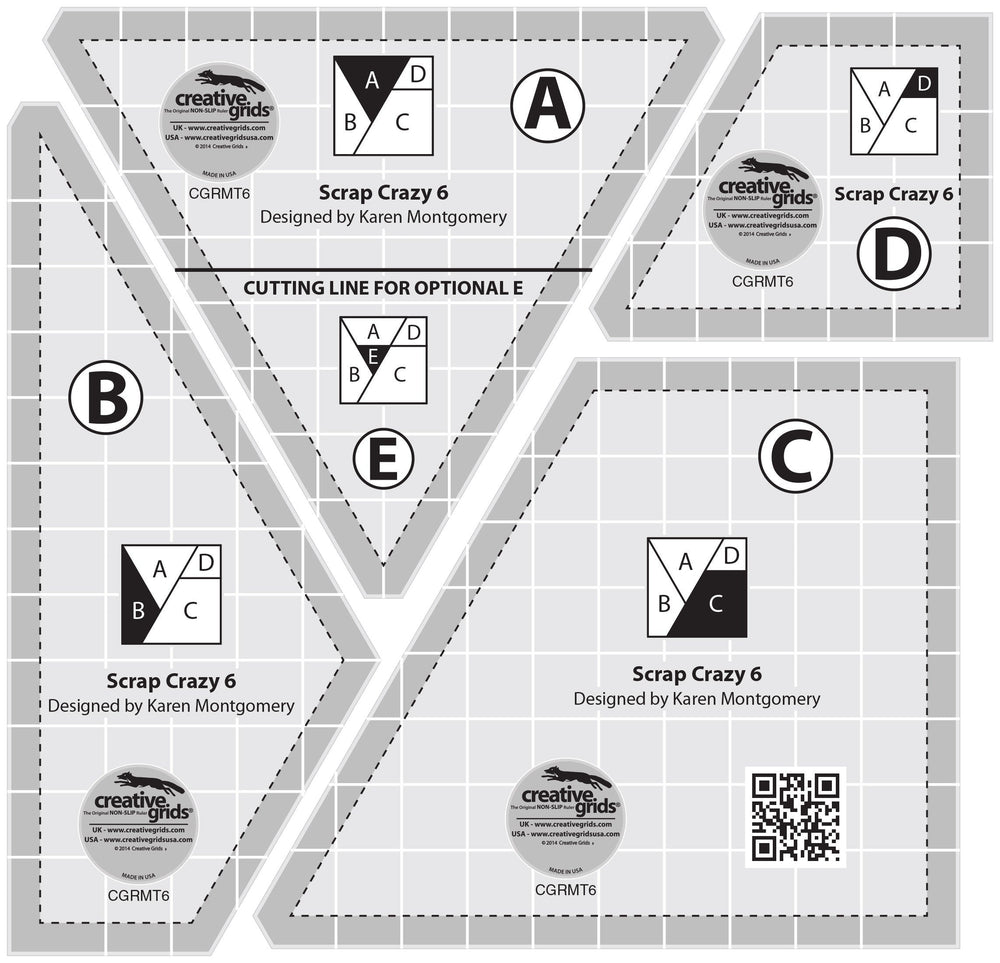 Creative Grids Scrap Crazy 6 Templates Quilt Ruler — Cottage Quilting Ltd.