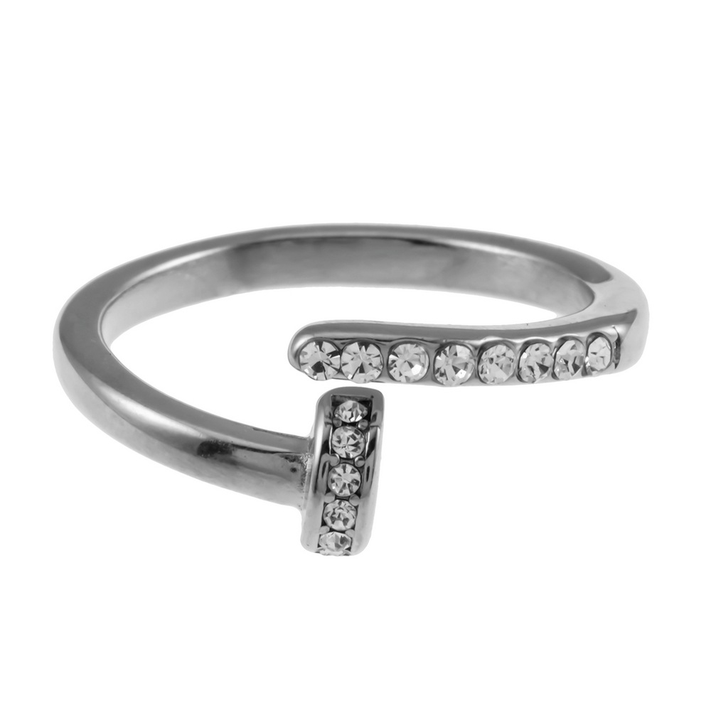 Bague CHARISSE Argent (Or Blanc) : Bague Clou Torsadé Style Industriel Chic avec Pavé de Zirconiums